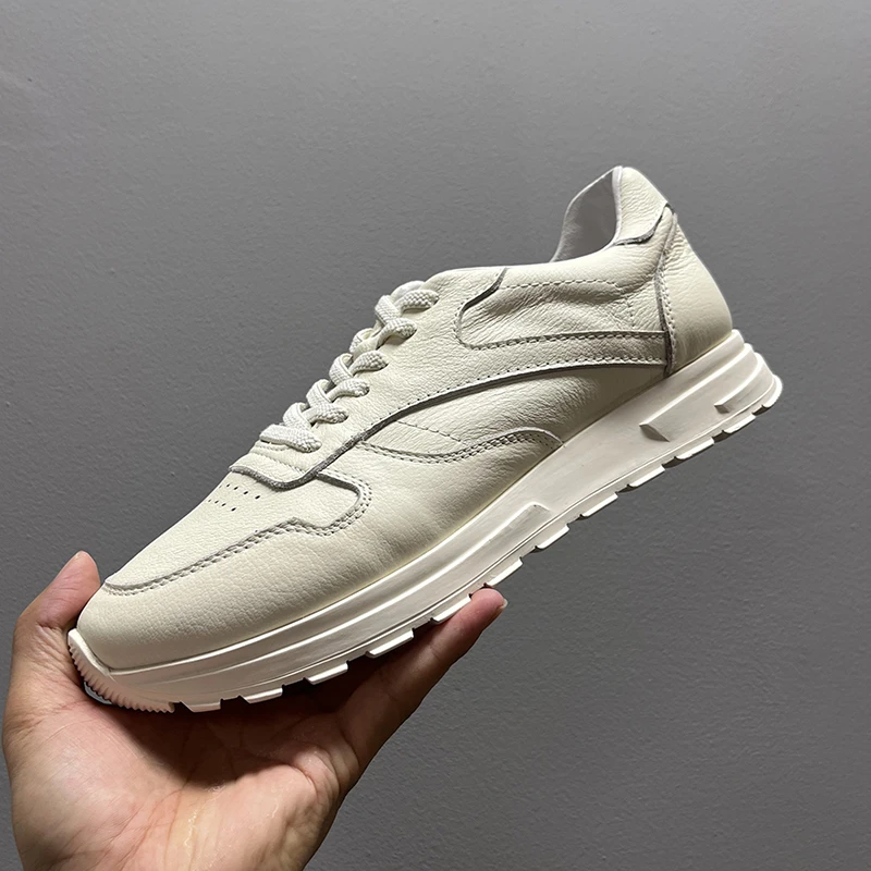 运动休闲鞋男真皮2024新款板鞋软皮软底韩版男鞋透气老爹鞋百搭鞋