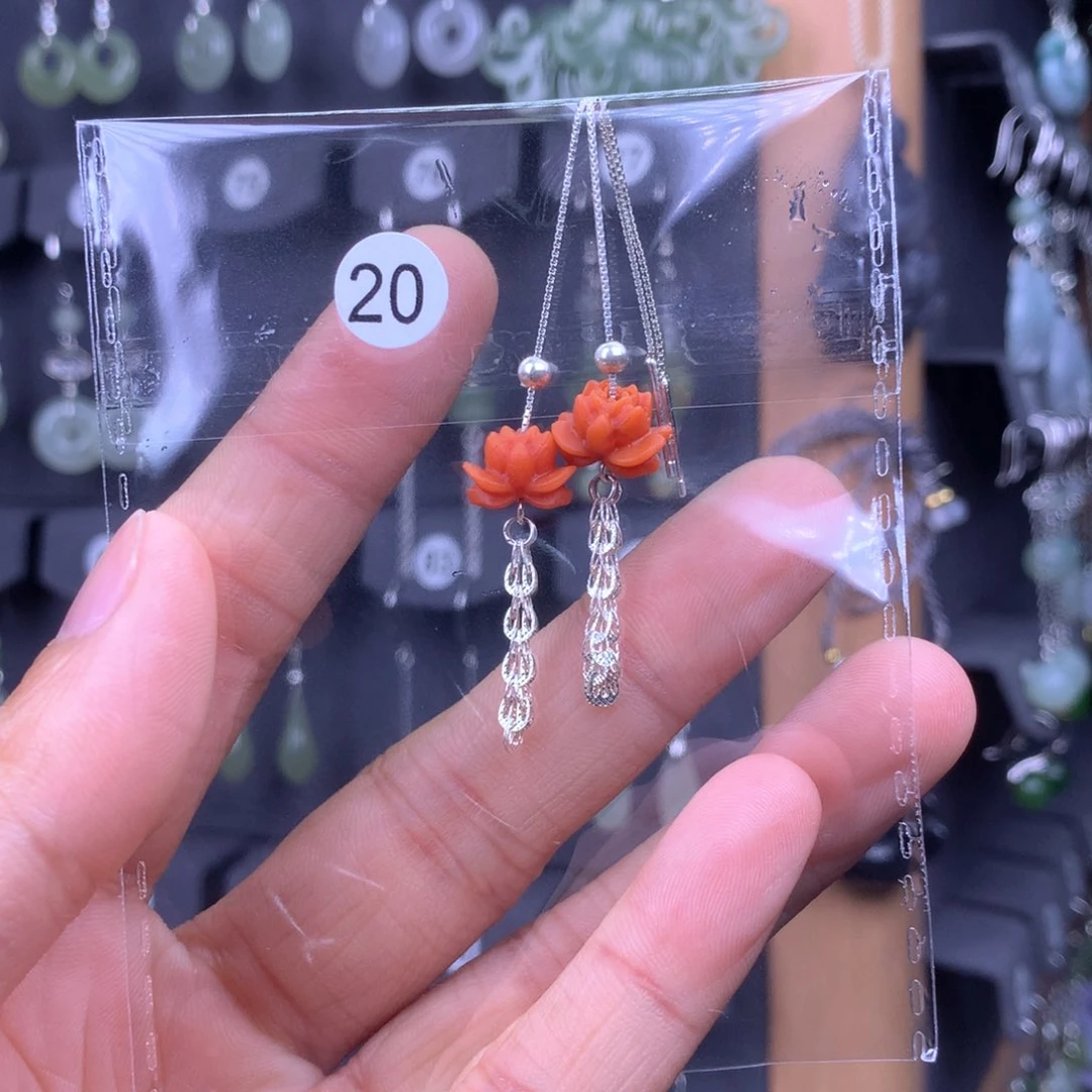 南红玛瑙耳饰银S925镶嵌望*.