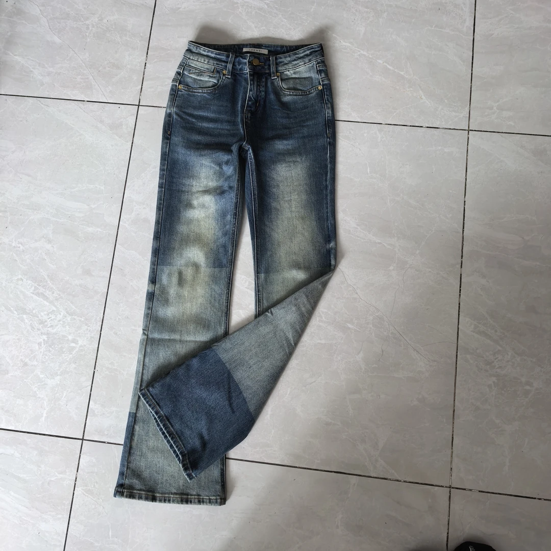 [新品]CNLEEWEI设计师品牌复古喇叭牛仔休闲裤