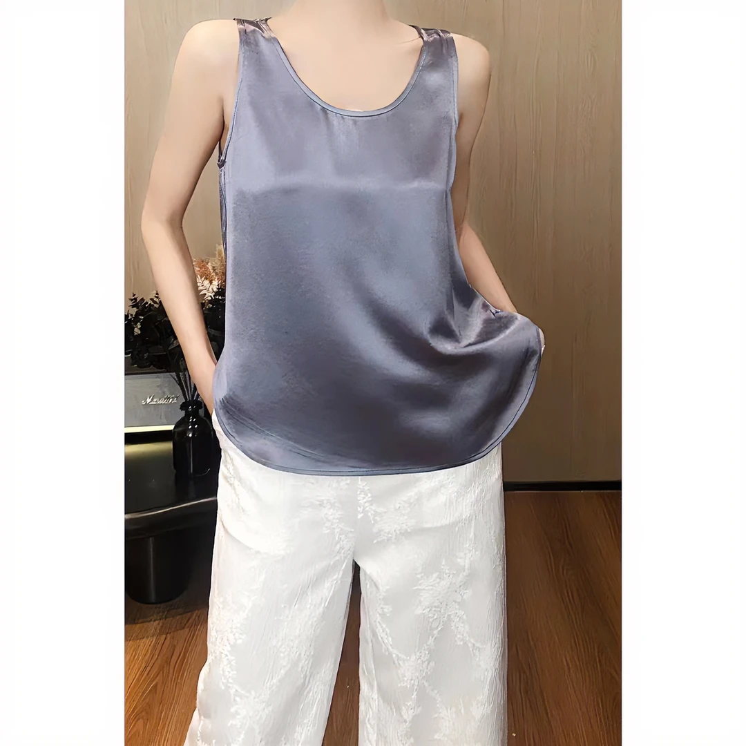 紫紫  万年系列 经典醋酸春夏秋三季时尚百搭无袖背心女 ZSJC0304