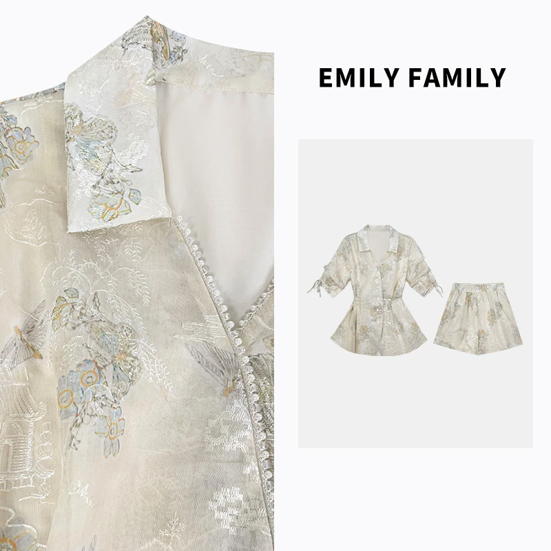 花蝶叹梅  法式春夏中长款宽松休闲衬衫套装JB-1000241