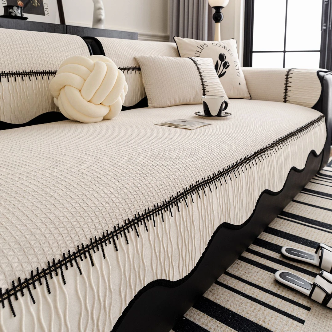 雪尼尔轻奢高级感沙发垫四季通用2025新款固定防滑直排盖布巾套罩