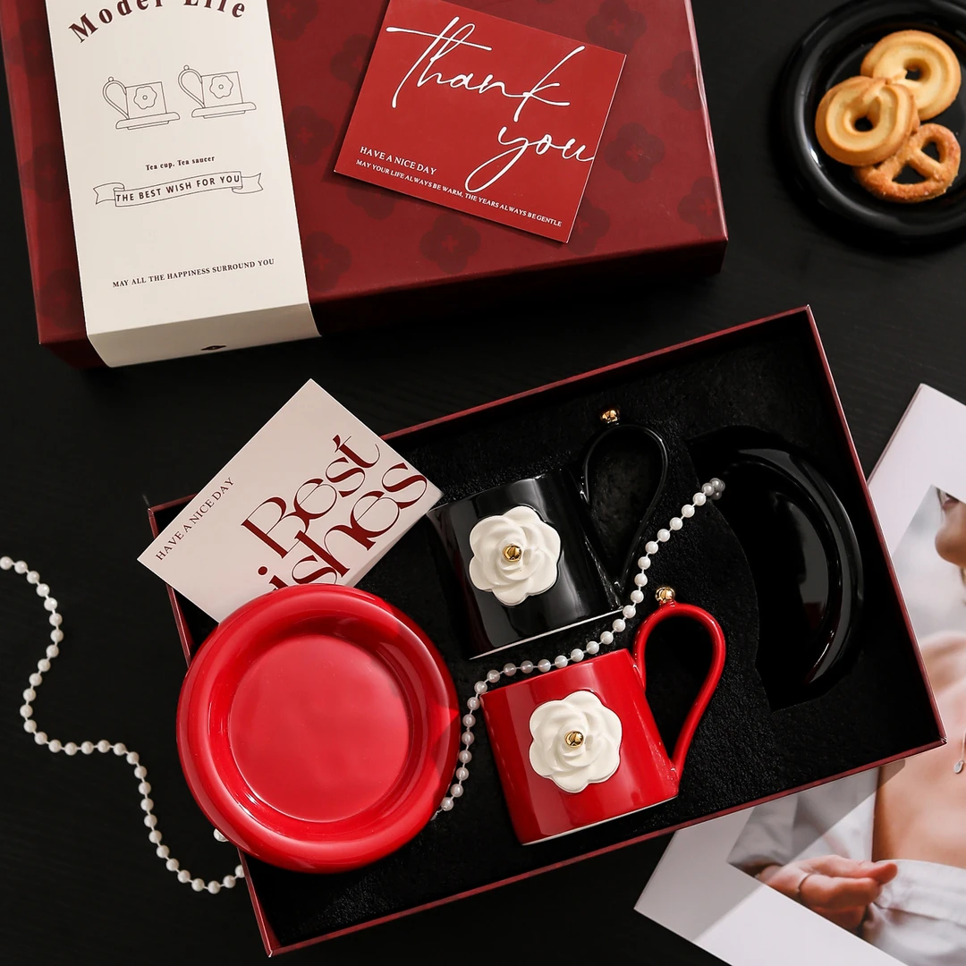 摩登主妇杯子套装咖啡杯碟伴手礼高档精致女士陶瓷杯马克杯礼盒装