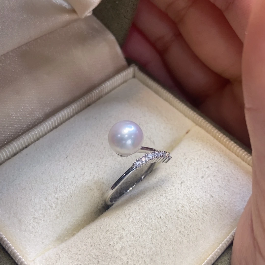 淡水珍珠戒指银S925镶嵌