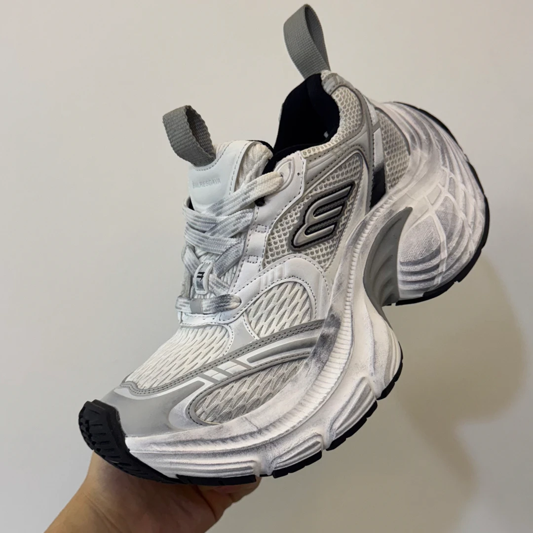 高版本的10XL大版型老爹鞋莆田厚底增高做旧网面休闲运动鞋男女鞋