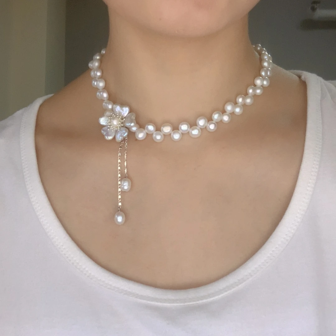 合金淡水珍珠耳饰魏*