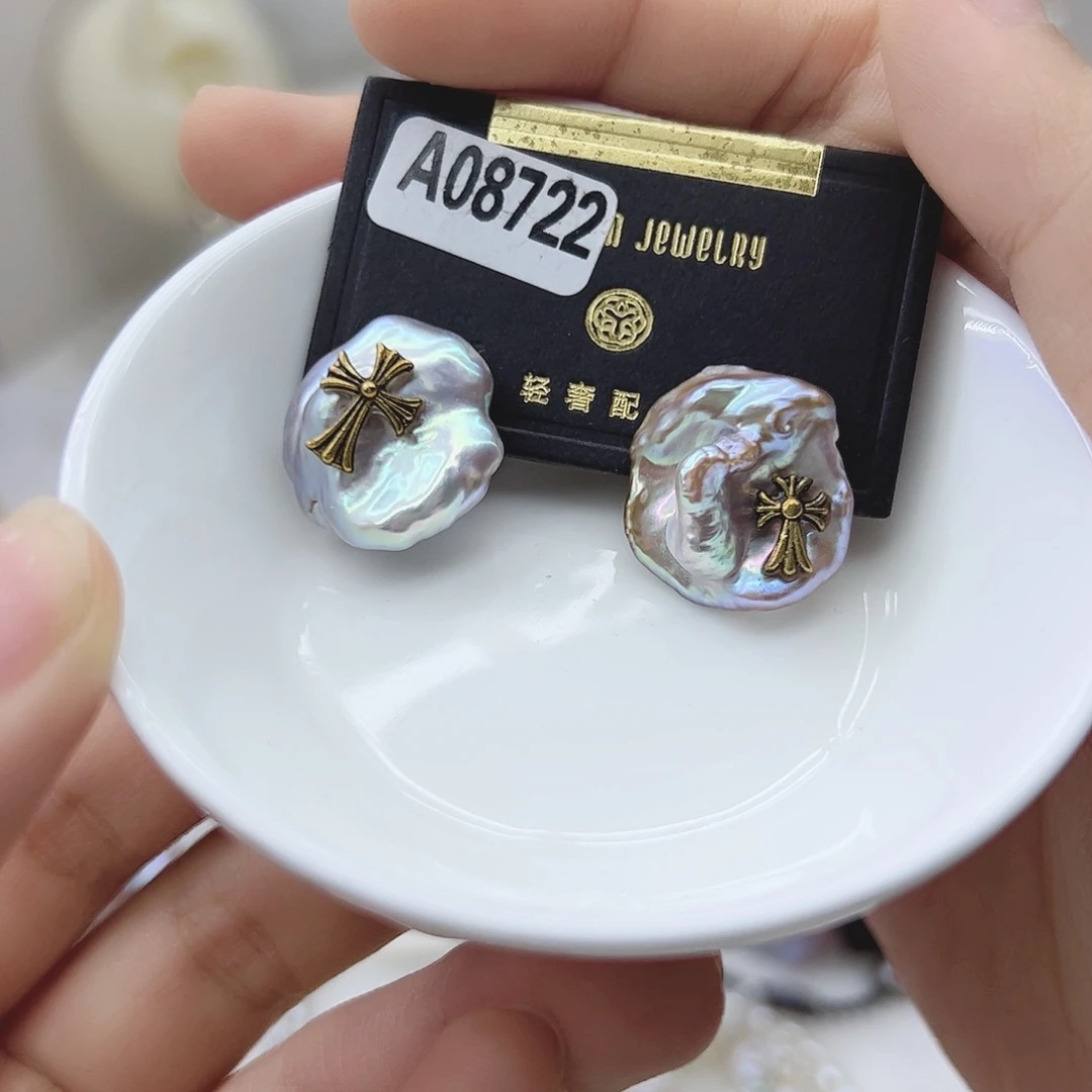 耳饰银S925镶嵌淡水珍珠