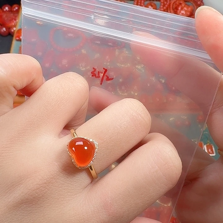 南红玛瑙银S925镶嵌戒指
