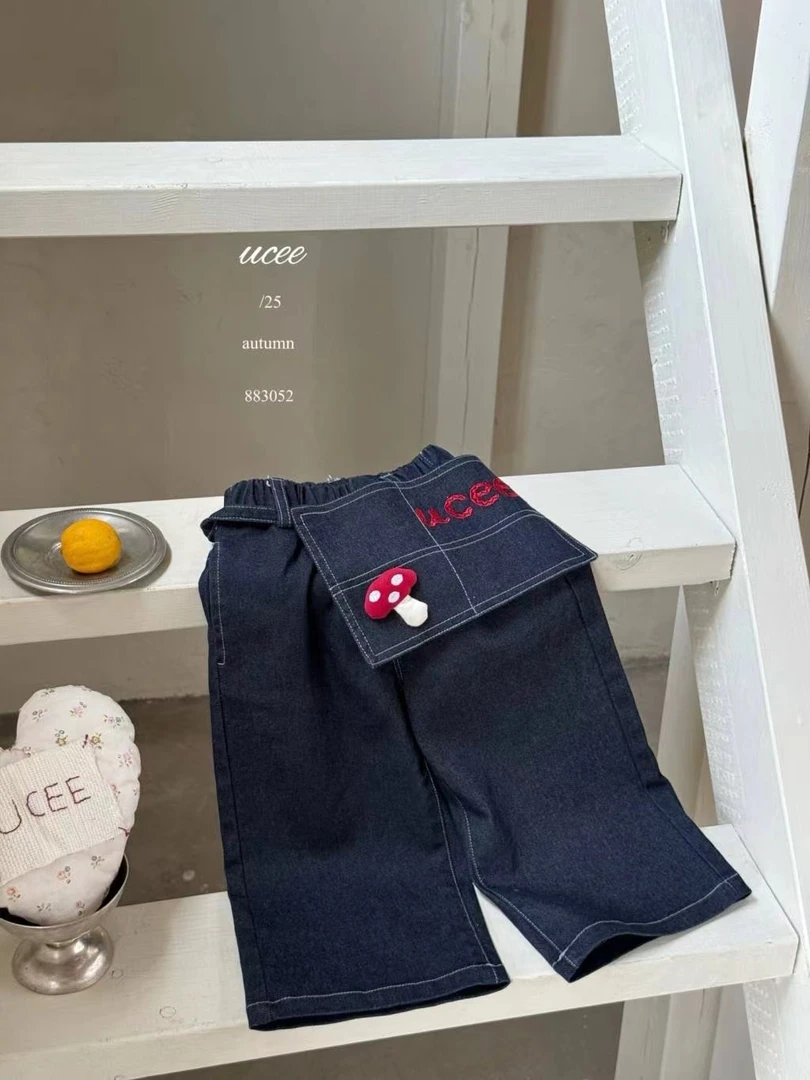 女童蓝色蘑菇牛仔裤（YX-883052-秋A）汉服