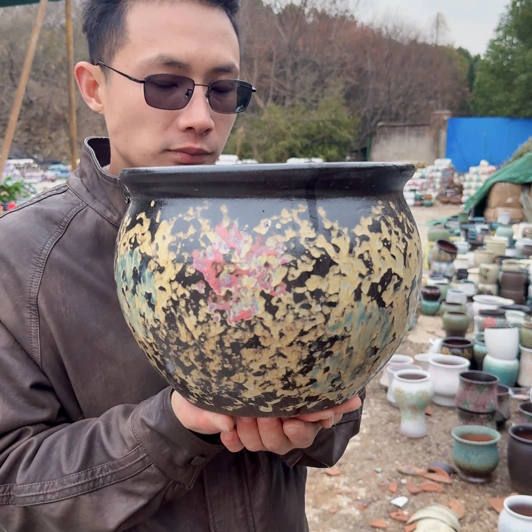 紫砂花盆口25高20（一个黑色拼胖子姹寂