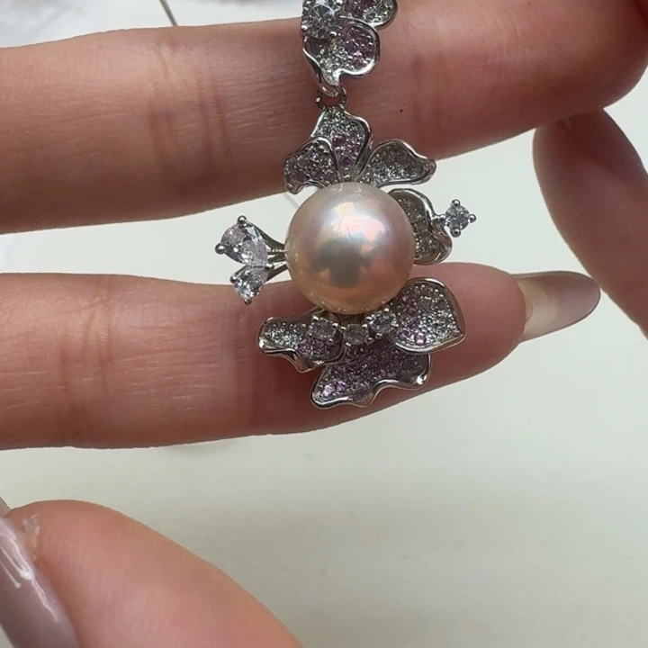 银S925镶嵌拼合珍珠（马贝珠）颈饰