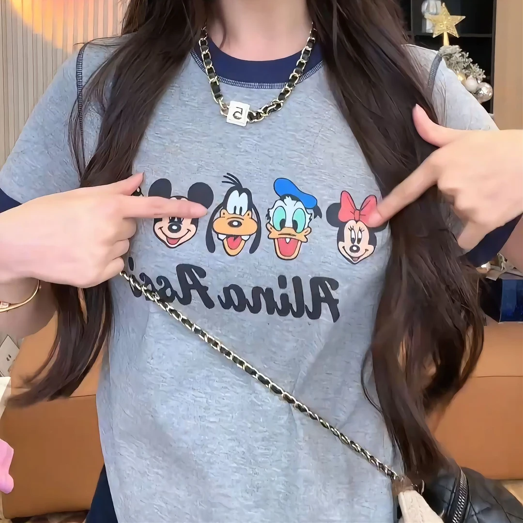 2025春夏新款百搭时尚T恤简约显瘦休闲印花减龄短袖上衣LK2501361