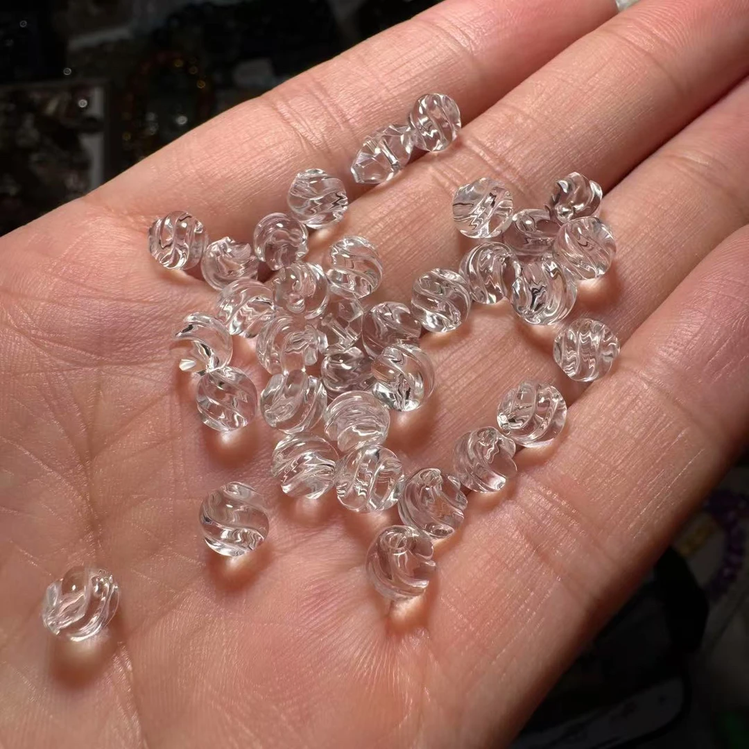 白水晶双A纯净体小动感扭扭珠宽5.5长6mm发两颗