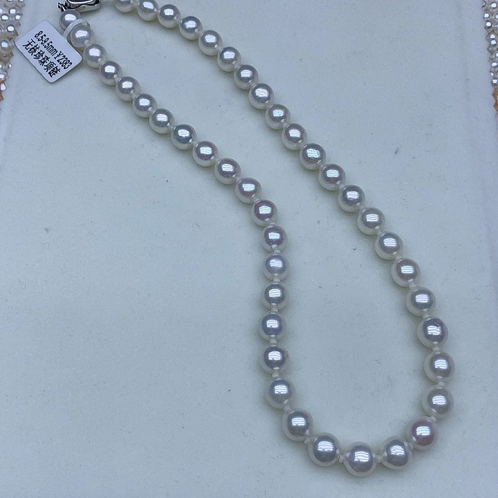 颈饰银S925镶嵌淡水珍珠8.5-95极光无暇项链