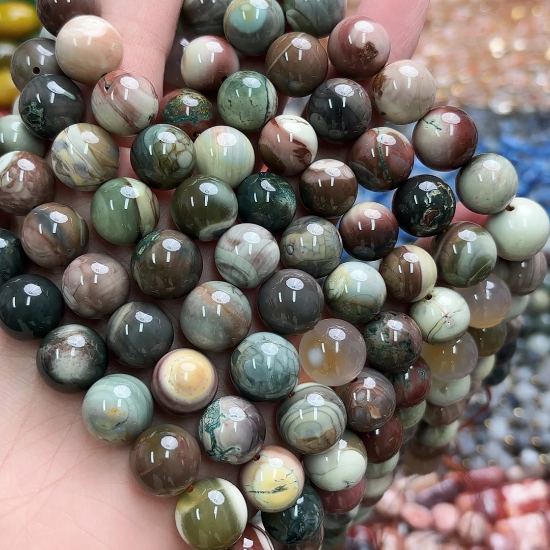 玛瑙/玉髓未镶嵌珠宝半成品卡13阿拉善圆珠一条