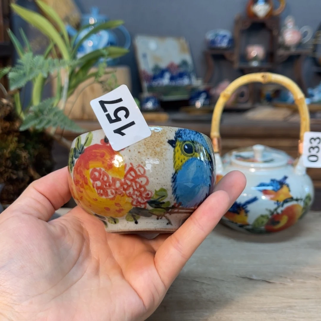 壶素浅陶瓷手工手绘