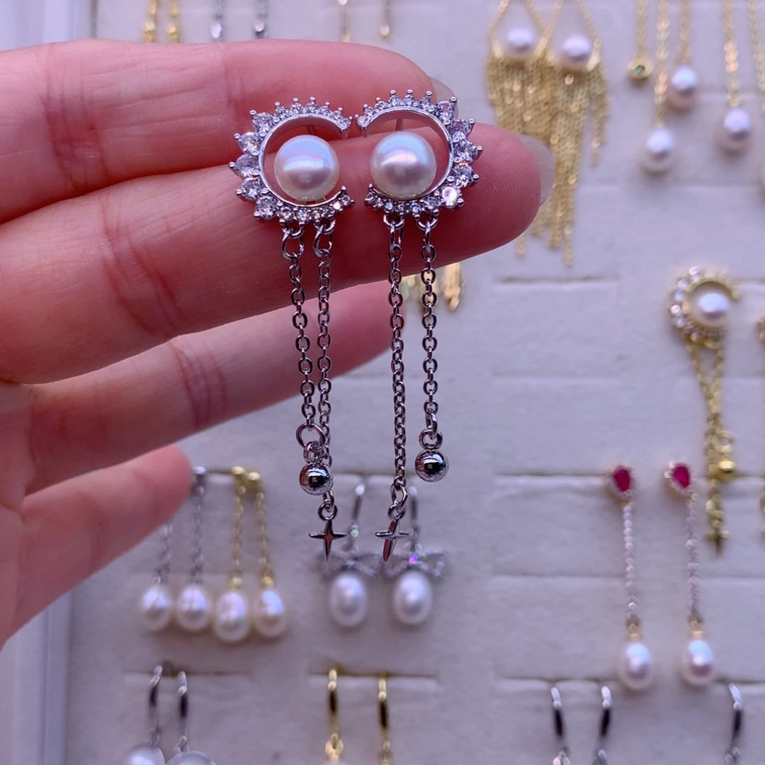 合金淡水珍珠耳饰