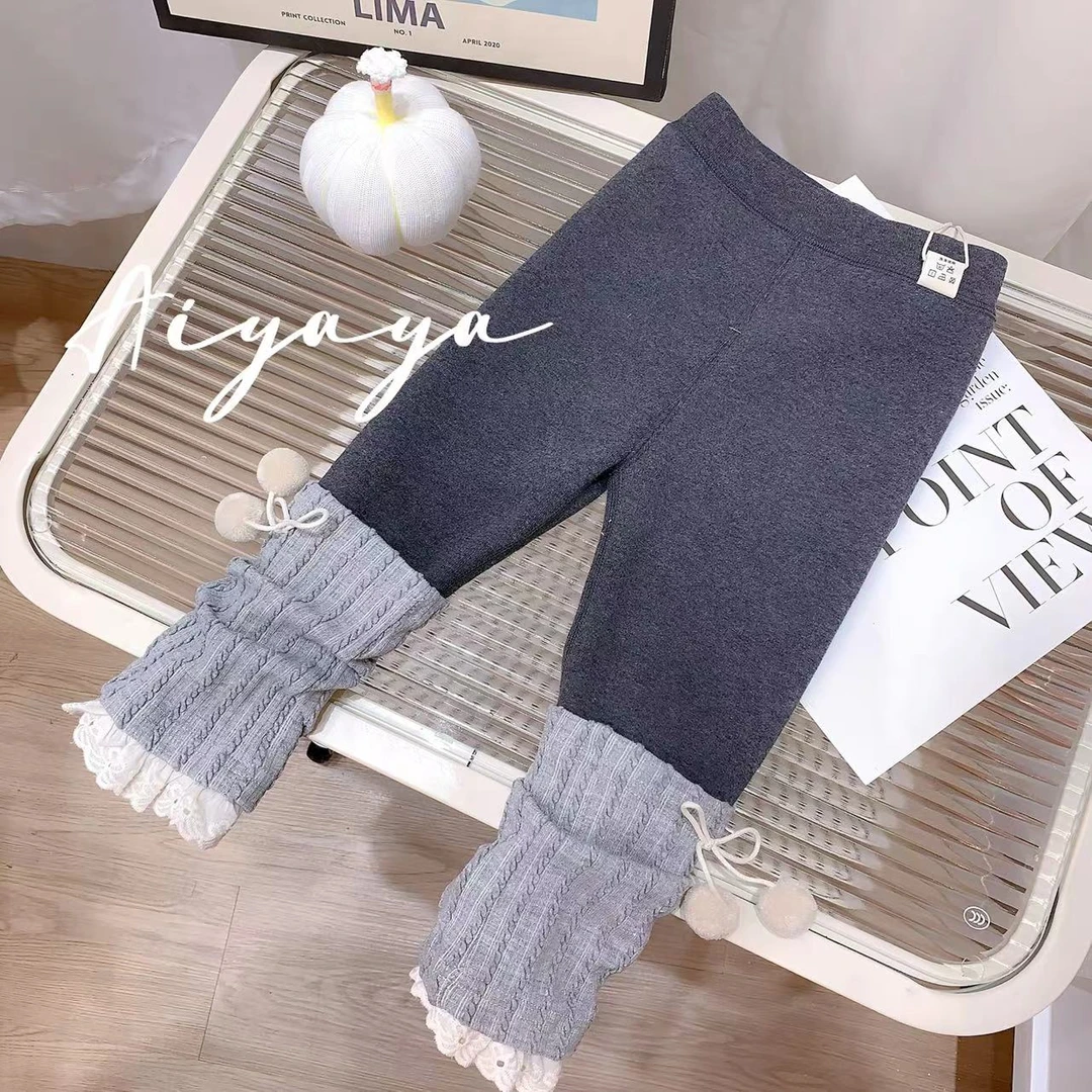 女童可爱灰色一体绒冬款打底裤套袜可拆（AYY-W909-冬A）汉服