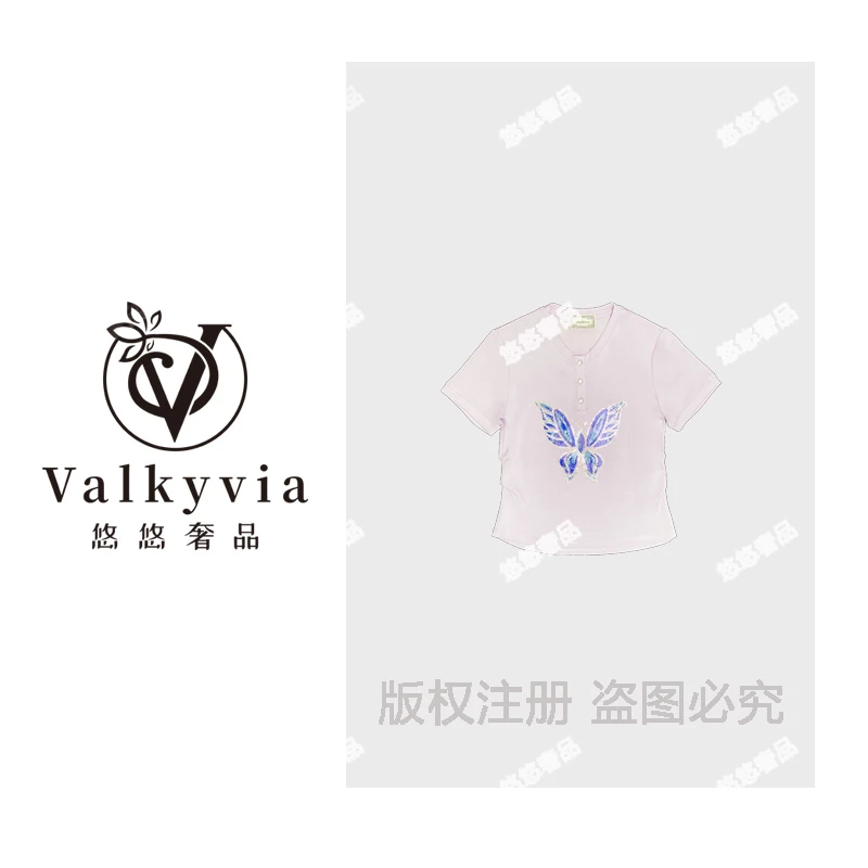 【Valkyvia/悠悠奢品】25夏季新款时尚蝴蝶短袖9669