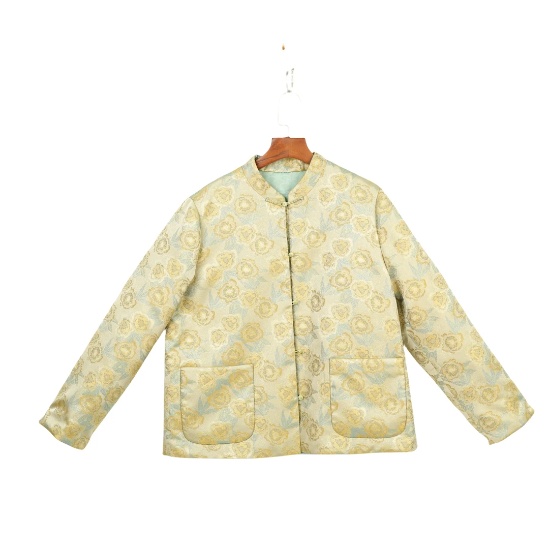 【如梦】桑蚕丝宋锦中国风气质复古休闲时尚长袖棉衣女56039