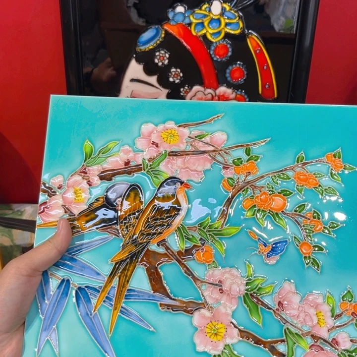 娅***姐瓷片瓷板画艺术作品墙挂