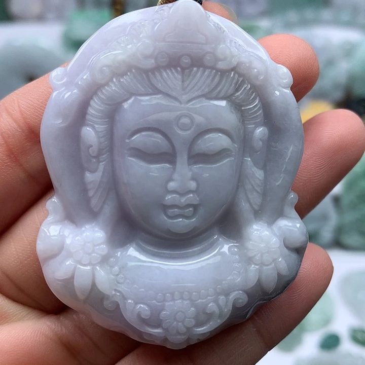 翡翠未镶嵌颈饰观音福利洒乌鸡料卡厚12+