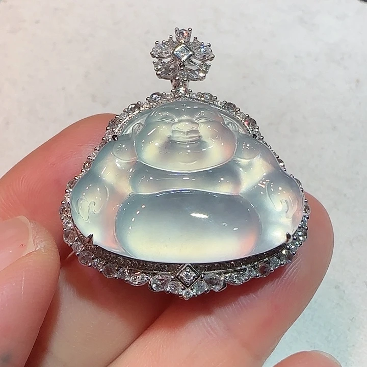 翡翠吊坠(不含链)18K金镶嵌吊坠