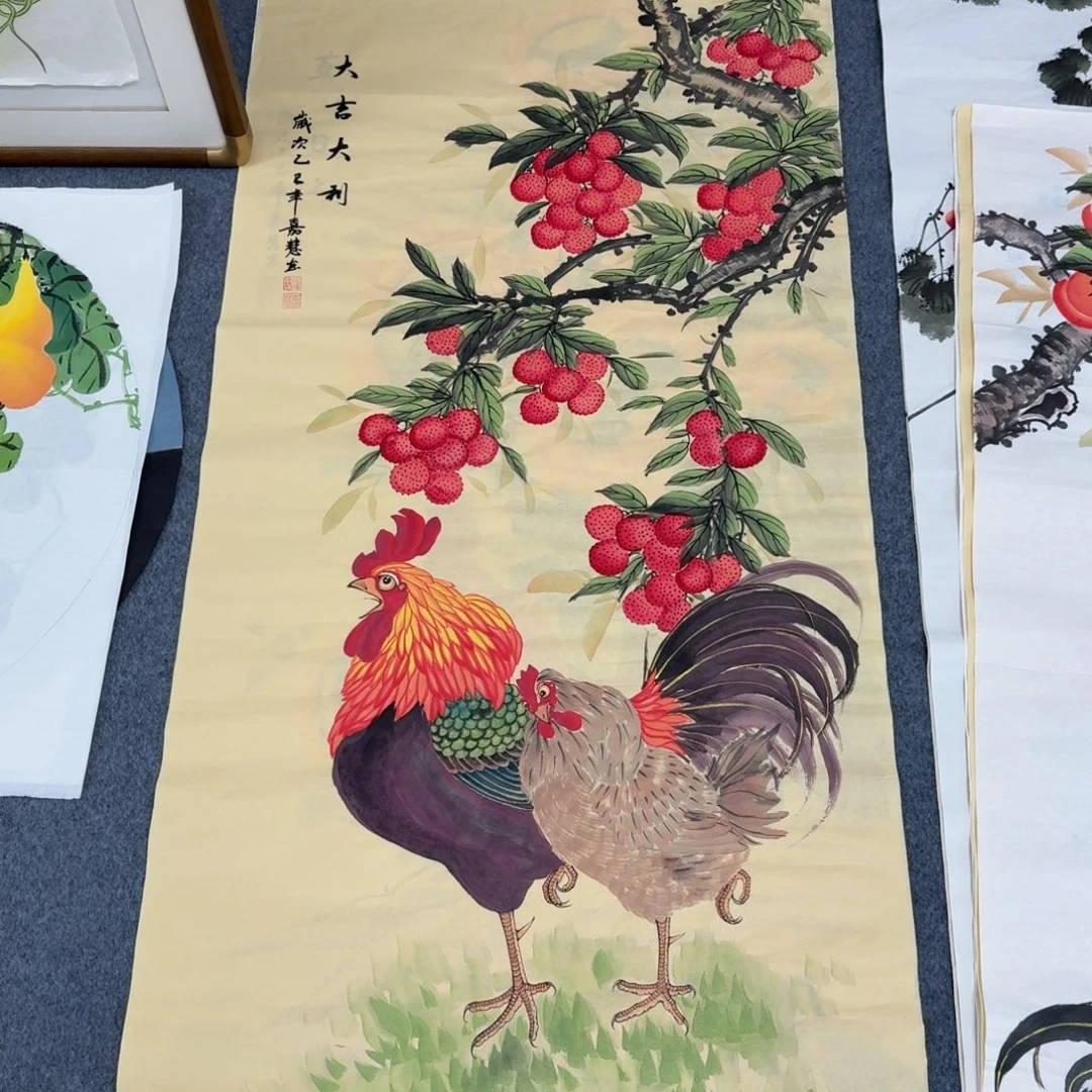 国画四尺尺寸70X140纯手绘作品