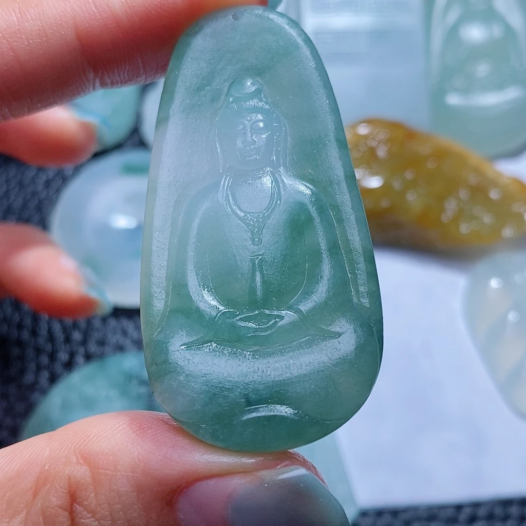 定制翡翠未镶嵌毛货付款后确认抛光