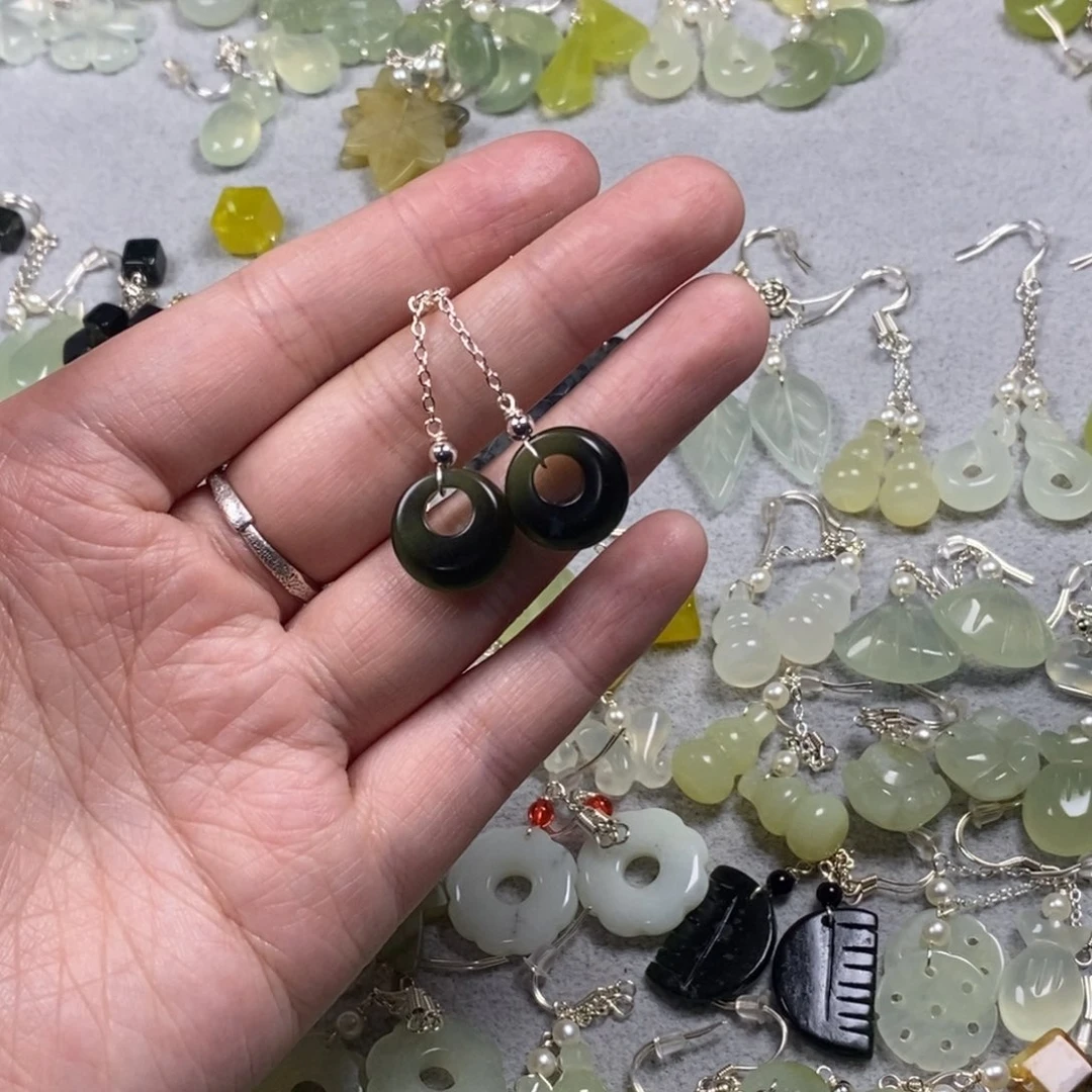 蛇纹石玉未镶嵌挂件耳饰耳环项链