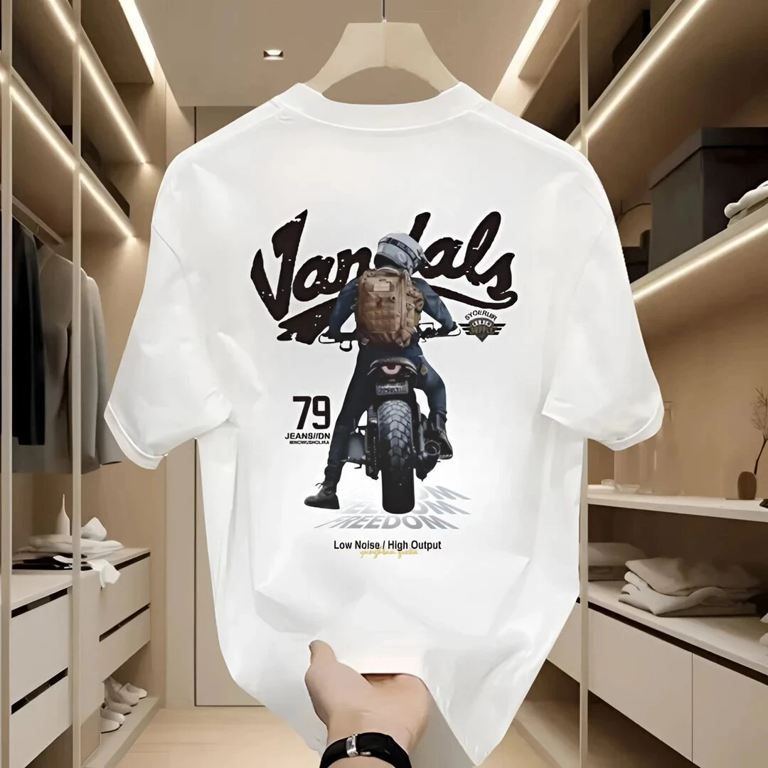 仓石一树潮牌短袖T恤男夏季美式吃鸡摩托车印花宽松休闲半袖上衣