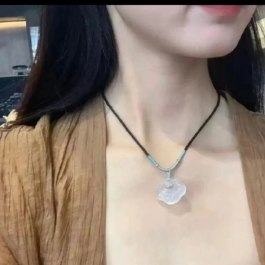 非金属珐琅吊坠 平安锁玉石中式设计