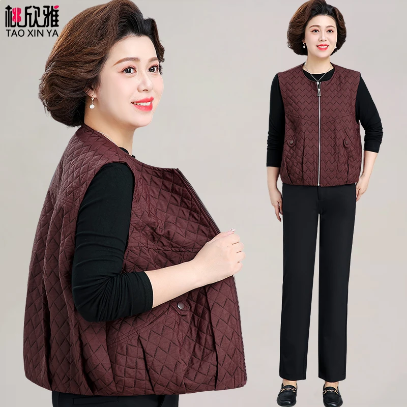 妈妈秋装2025新款外套中老年女装春秋马甲背心坎肩老人衣服50多岁