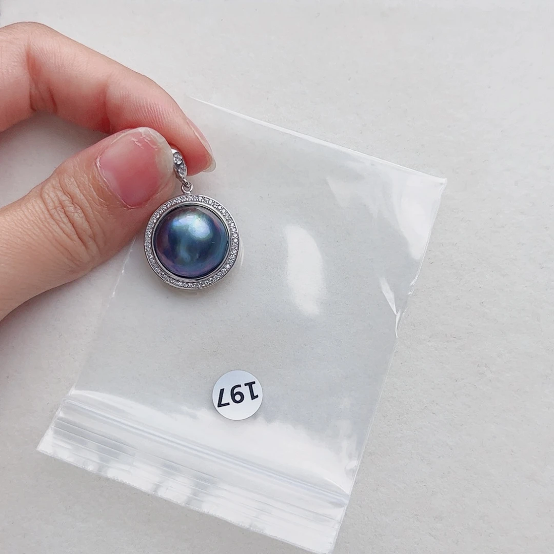 银S925镶嵌拼合珍珠（马贝珠）颈饰