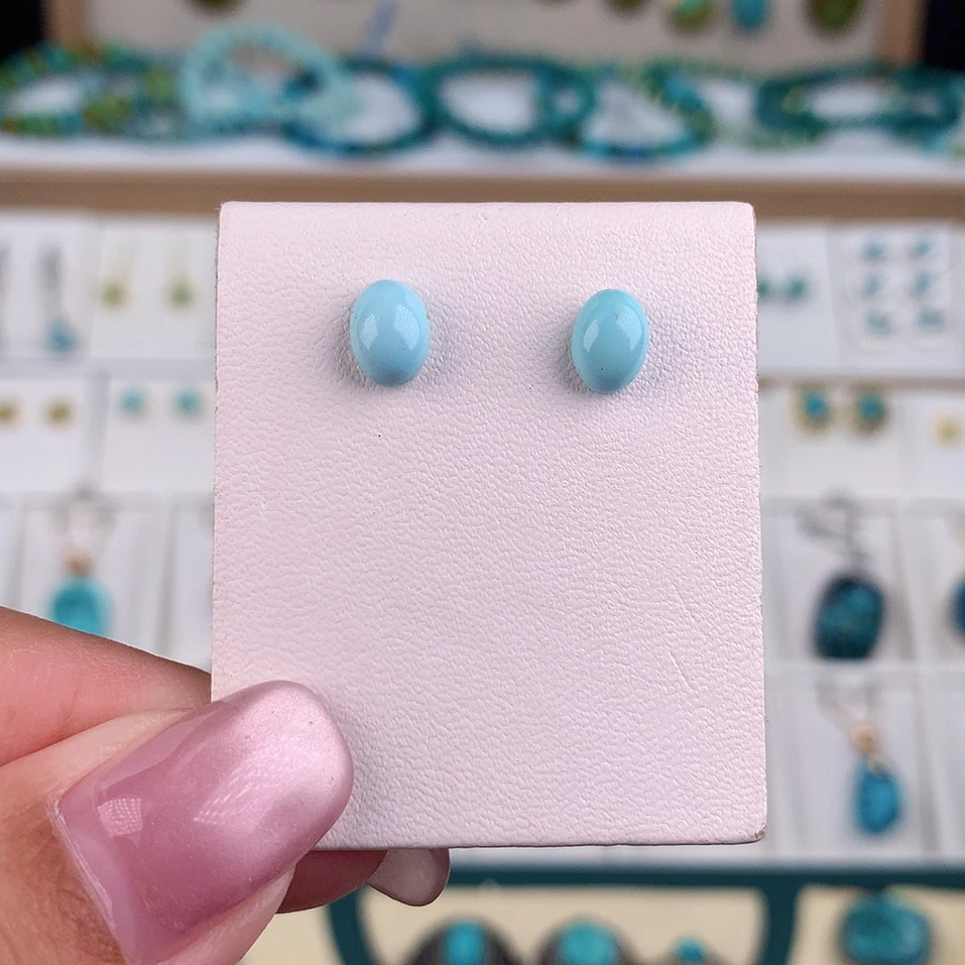 银S925镶嵌绿松石耳饰