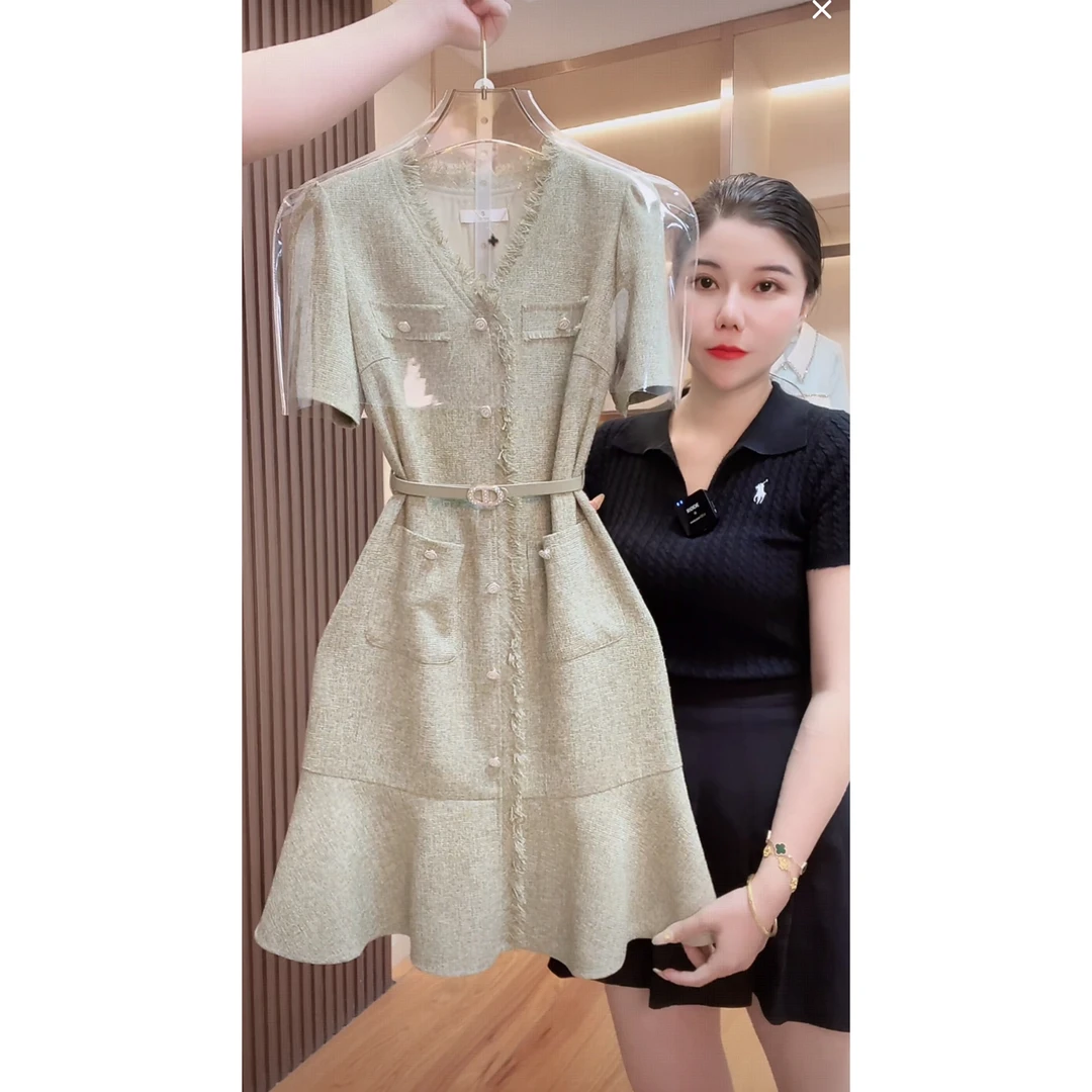 【现货 今天发】6604气质收腰短袖显瘦连衣裙