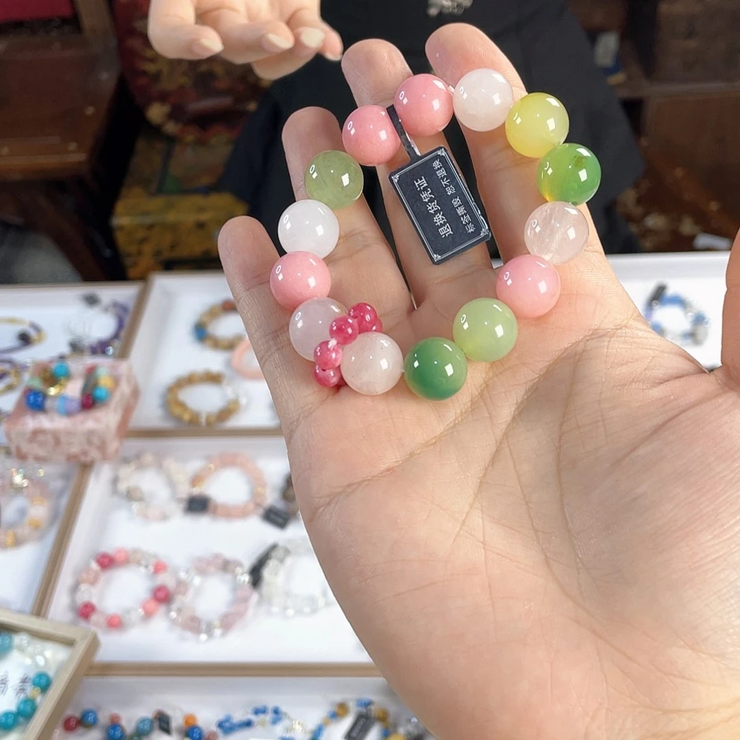 水晶手链银S925镀金镶嵌