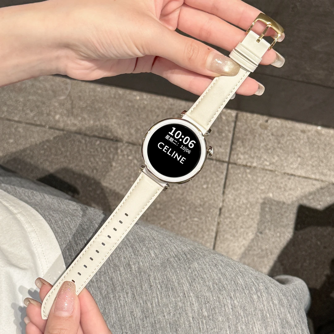 适用于华为gt6/gt54表带荔枝纹gt65pro皮质平纹watch5pro腕带