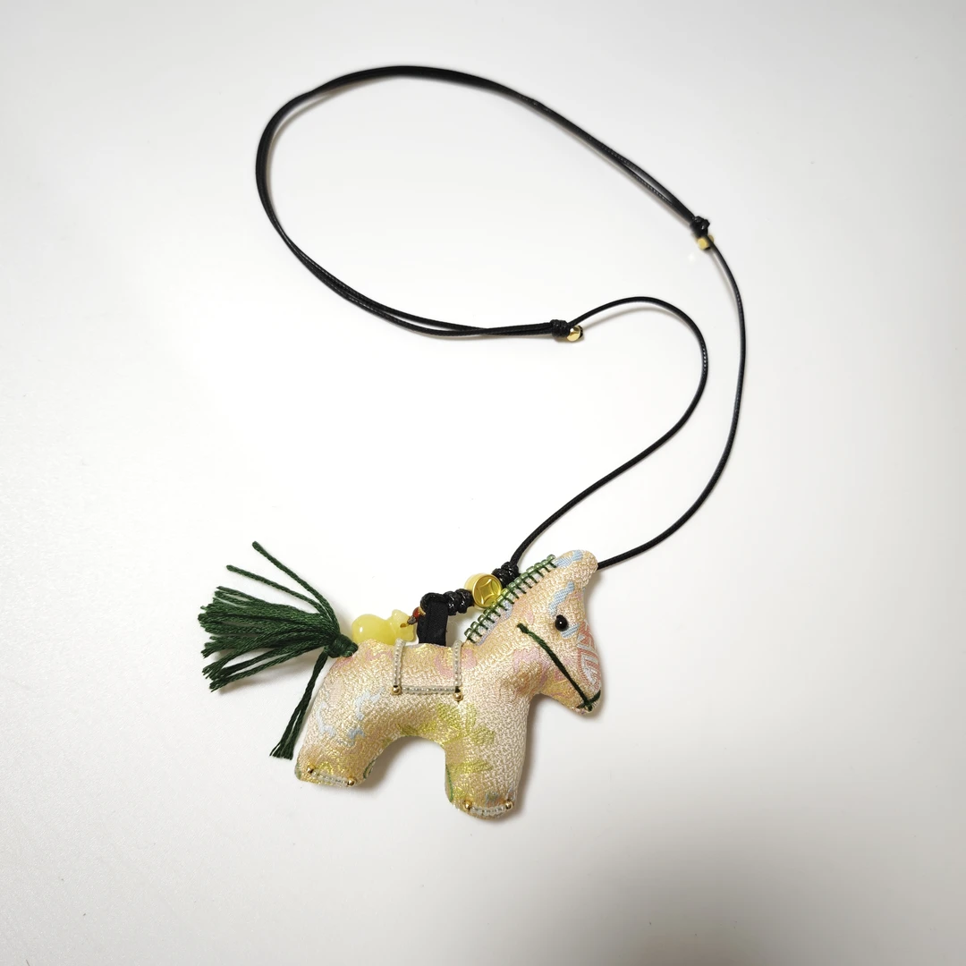 合金项链 彩色可爱绿色国风小马配饰洋气纯手工新中式女情侣饰品