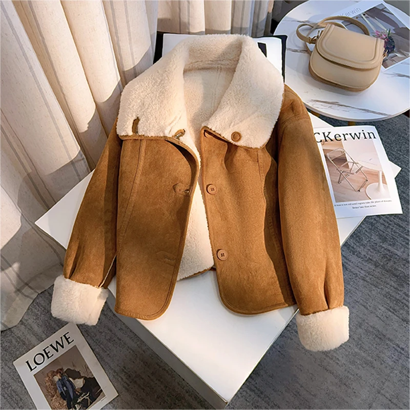 拉夏贝尔短外套短款加绒加厚款2025冬装百搭宽松小个子保暖上衣潮