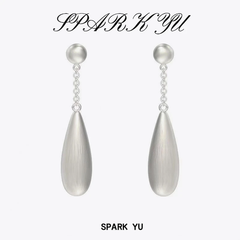 黄铜耳饰 SPARK YU手工拉丝水滴耳坠气质复古/宫廷风格素款耳饰