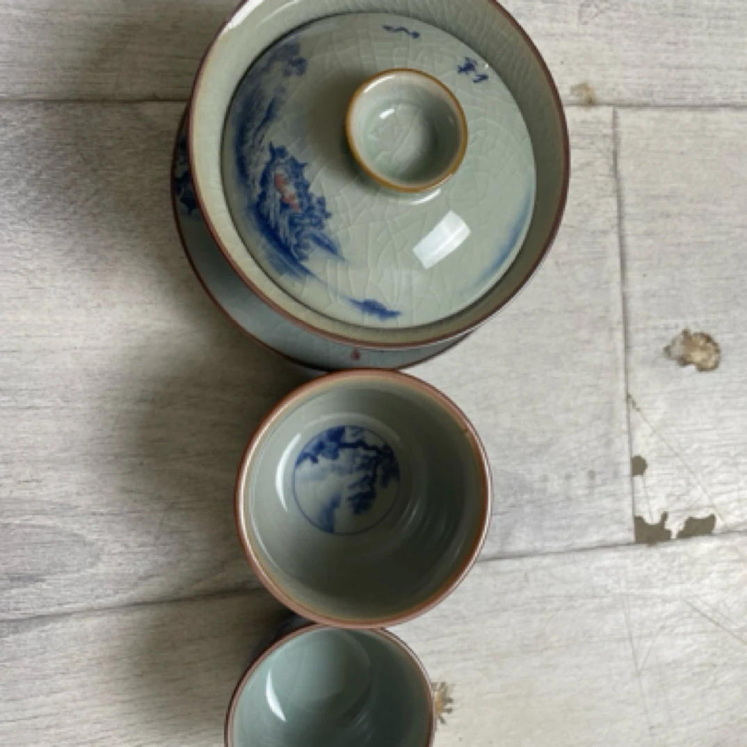 江山如此多娇元宝盖碗（微瑕）