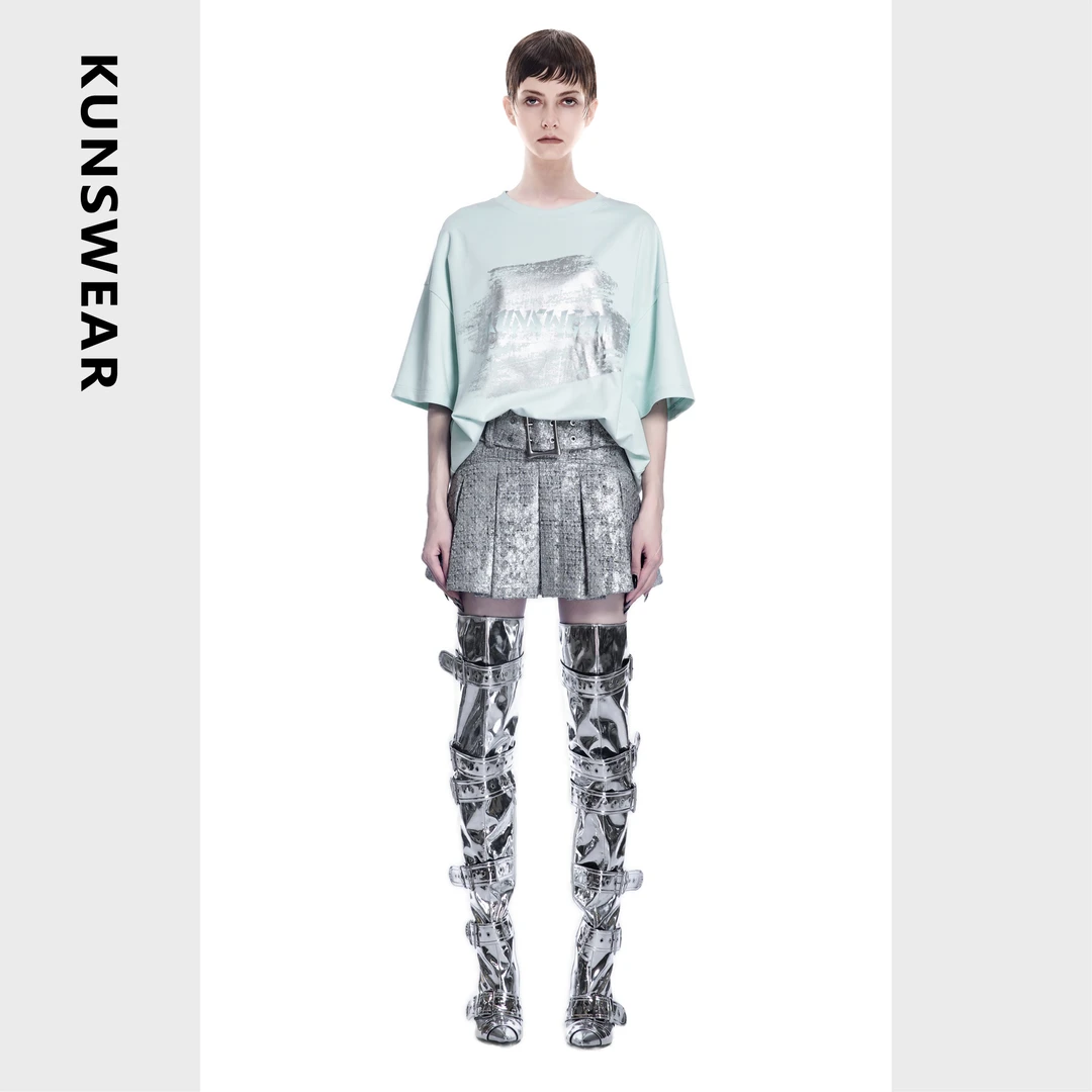 KUNSWEAR/琨丝薇尔25SP 简约印花清新个性短袖T恤上衣 832004050