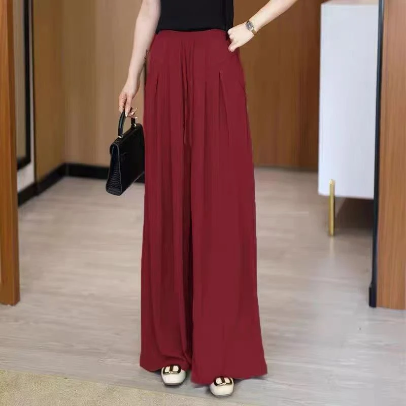 女士春夏薄款高腰垂感阔腿裙裤休闲洋气显瘦