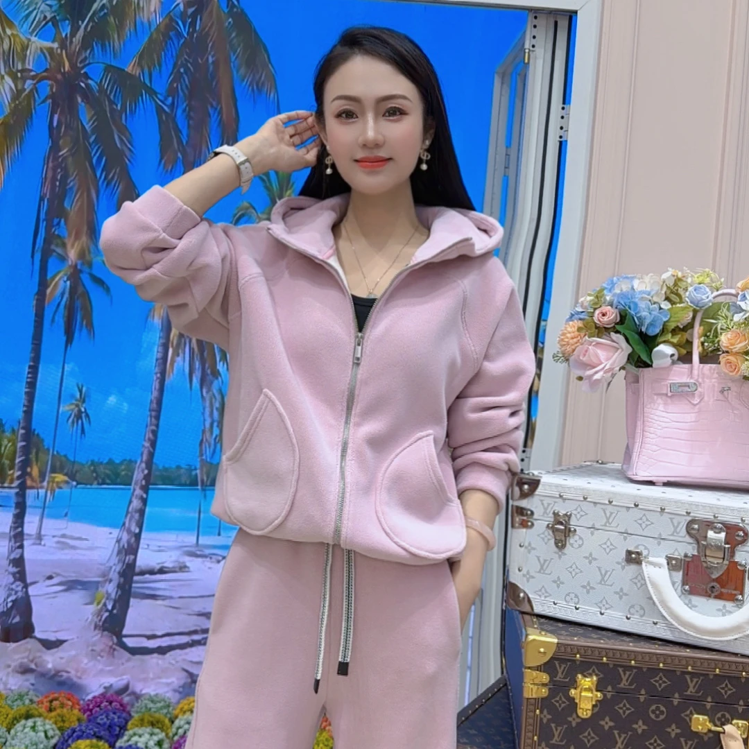 冬日限定新款羊毛双面绒韩系休闲绒绒懒人套装26532