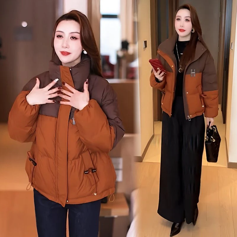 小个子加厚百搭棉服女装2025冬新款时尚减龄设计感拼接面包服外套