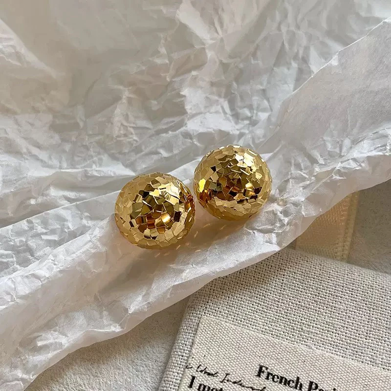 铜合金耳饰 江疏影同款肌理碎冰冰半圆耳环气质冷淡风耳钉耳饰