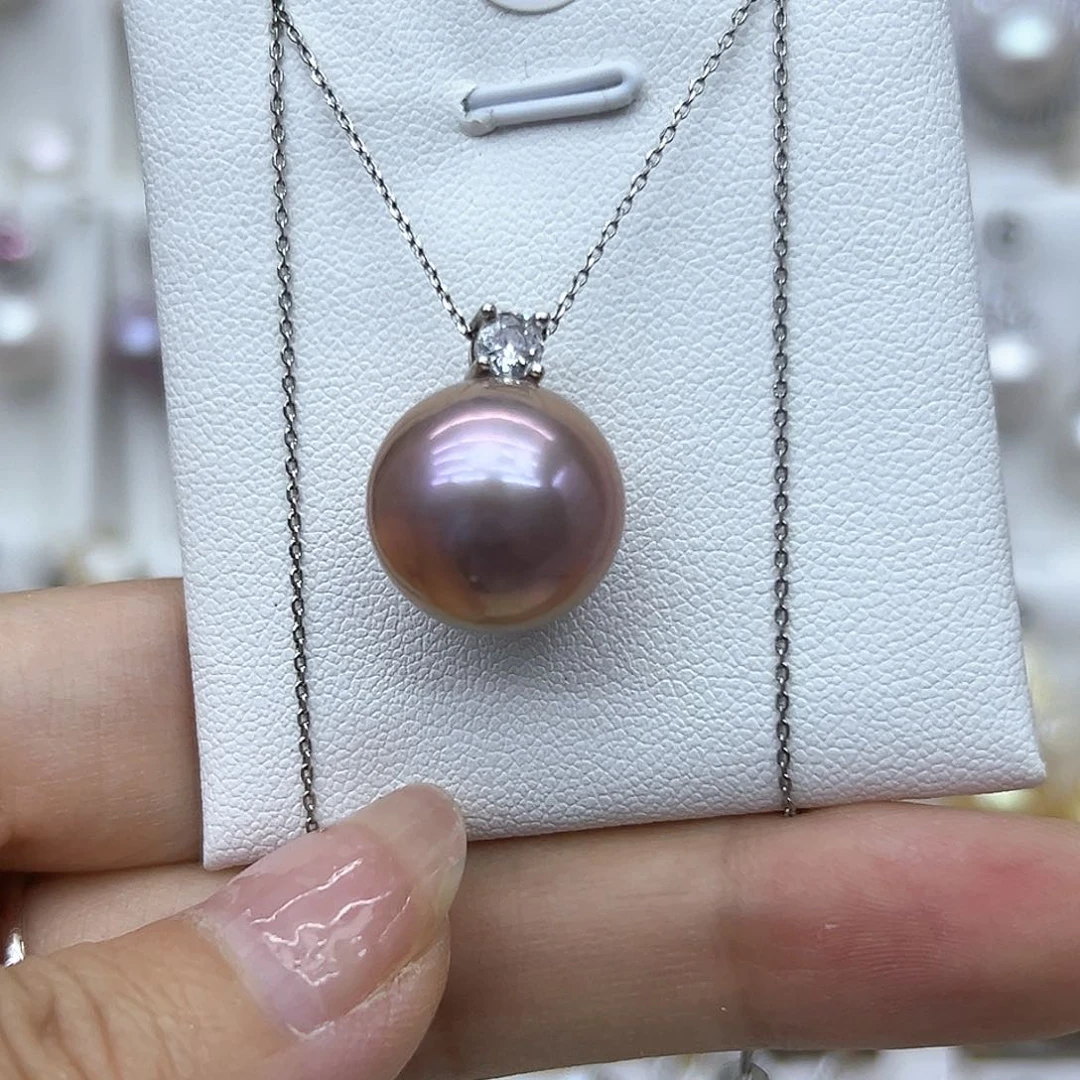 银S925镶嵌耳饰淡水珍珠福**增