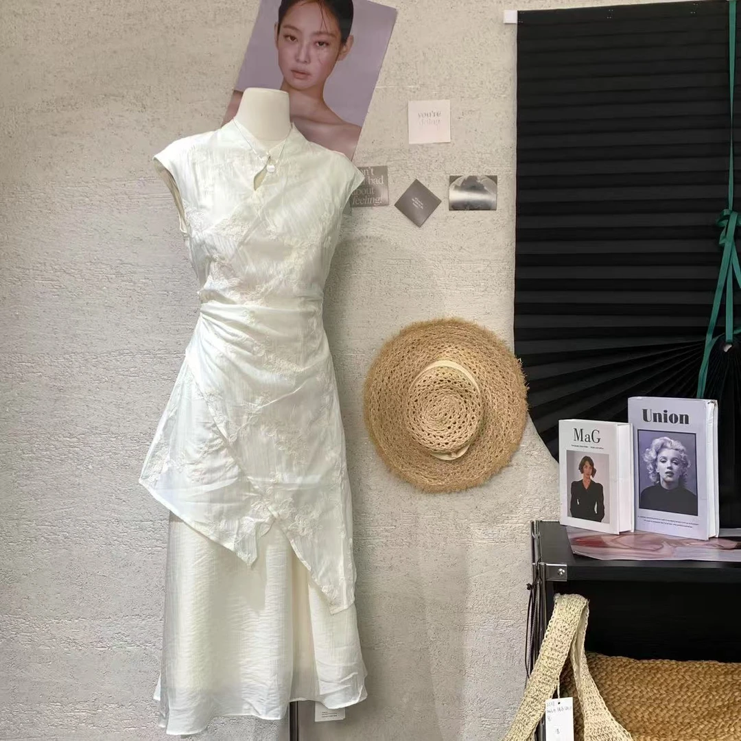 『雨美 Show』5606白 气质重工刺绣连衣裙