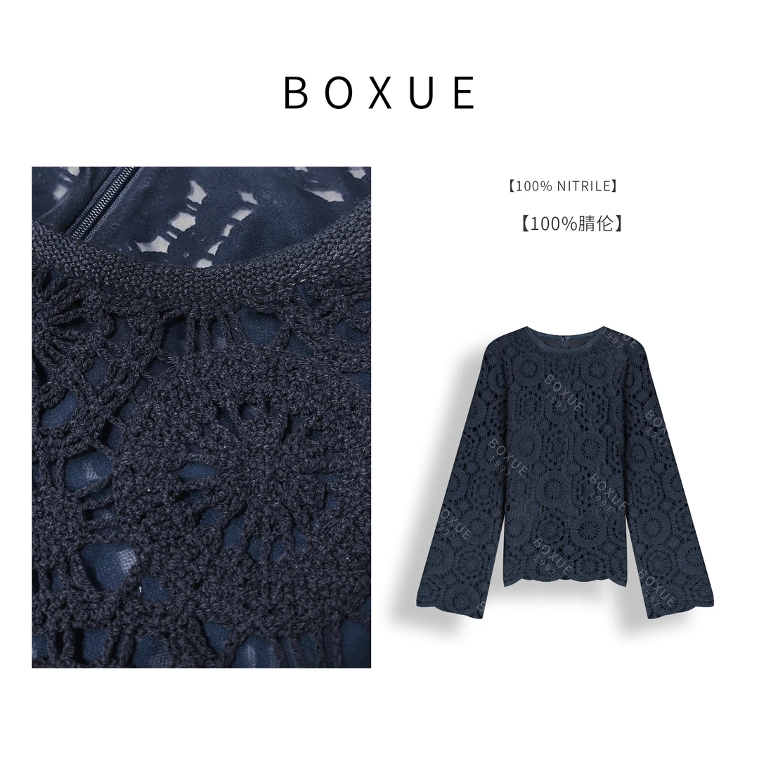 BOXUE ”风屿” 2025春季新款设计师镂空圆领 T恤#250212T206